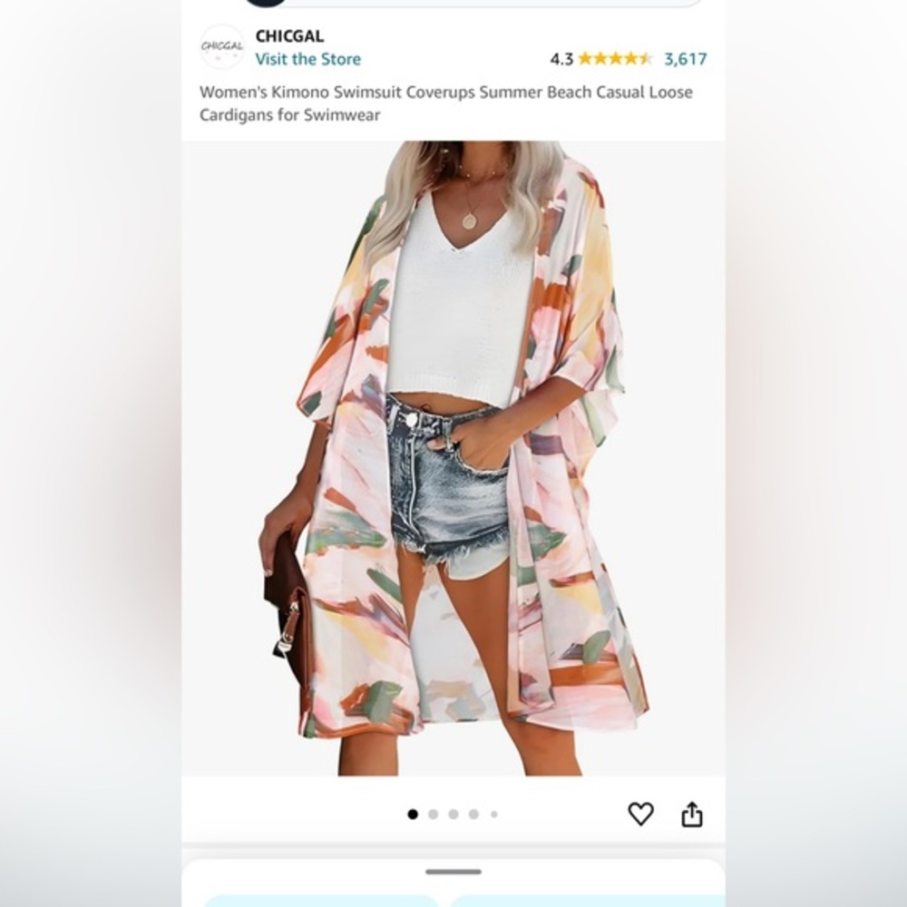 NWT Chicgal women’s kimono swimsuit cover up or casual loose cardigan, size 2XL